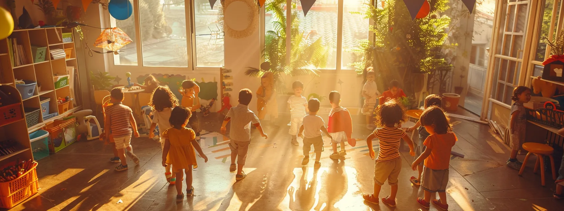 a vibrant and inviting childcare centre bustling with children engaged in playful activities, under warm sunlight, capturing the essence of a nurturing environment tailored to meet the diverse needs and preferences of parents. a vibrant and inviting childcare centre bustling with children engaged in playful activities, under warm sunlight, capturing the essence of a nurturing environment tailored to meet the diverse needs and preferences of parents.